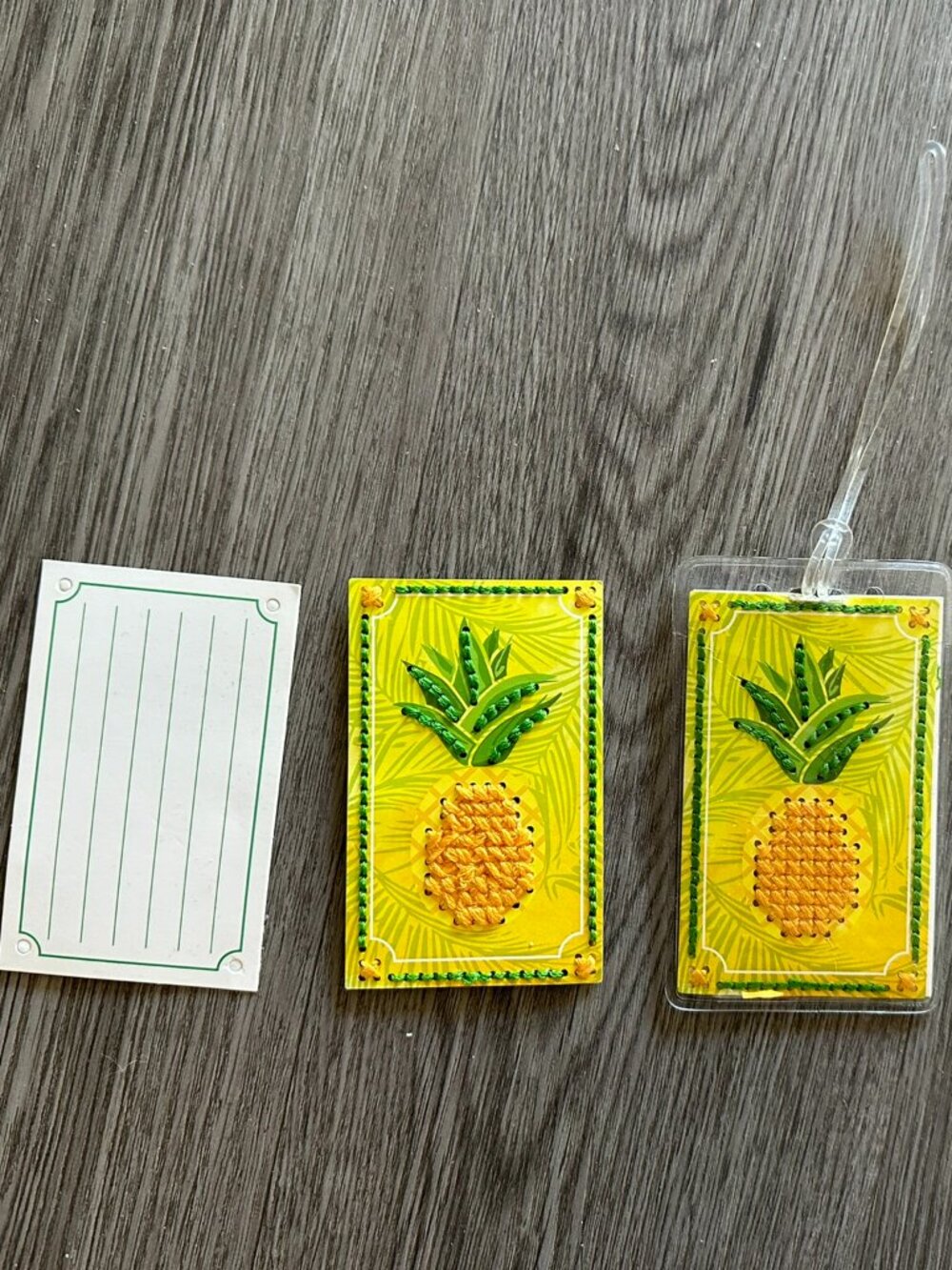 Set of 2 Cross Stitched Pineapple Luggage Tags